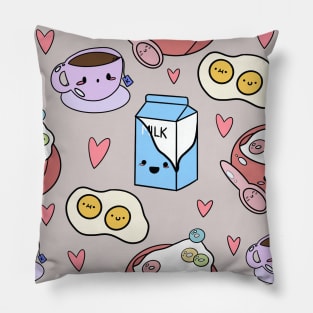 Kawaii Breakfast- off white Pillow