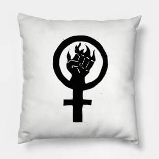 Flaming Feminist Fist Pillow