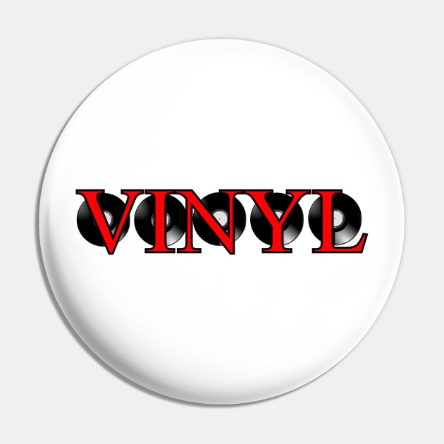 Retro Vintage Vinyl Record Red Typography Pin by SartorisArt1