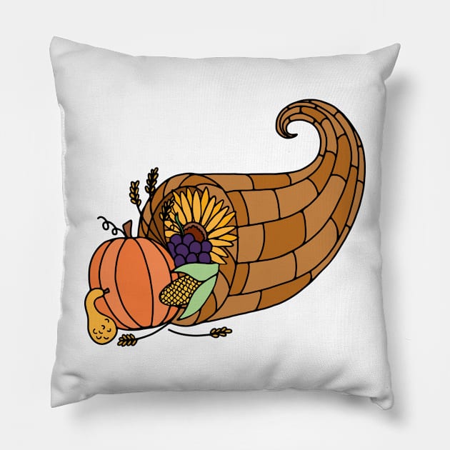 Festive Fall Cornucopia Pillow by murialbezanson