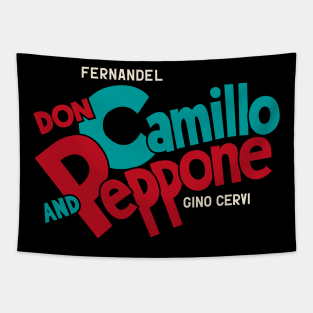 Don Camillo and Peppone Typography Design Tapestry