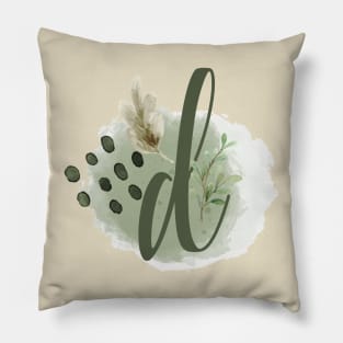 D Floral Letter Capital letter D | Monogramer D | Monogram Pillow