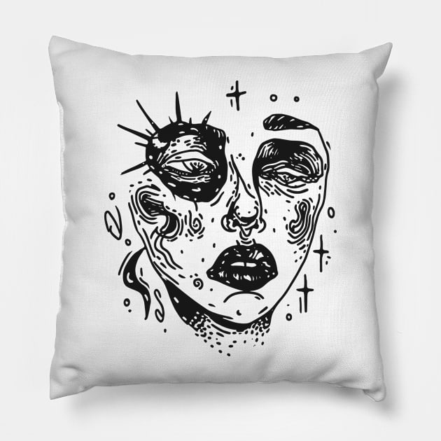 Abstract art of a girl's face Pillow by DragonDream