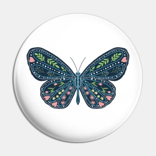 Folk Art Butterfly by MarcyBrennanArt Pin