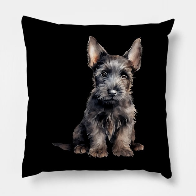 Puppy Scottish Terrier Pillow by DavidBriotArt