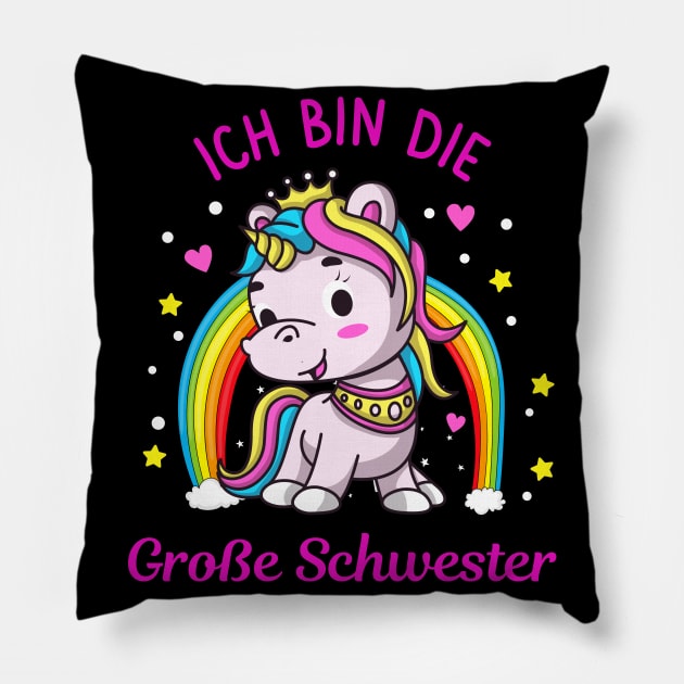 Mädchen Einhorn Große Schwester Kinder Pillow by Foxxy Merch