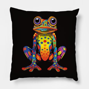 Cute Multicoloured Frog For Frog Lovers Pillow