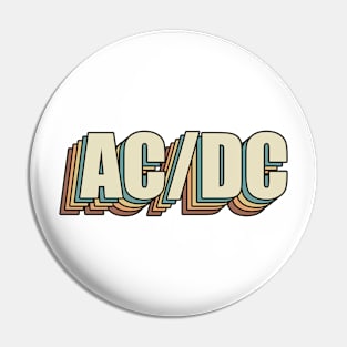 ACDC - Retro Rainbow Typography Style 70s Pin