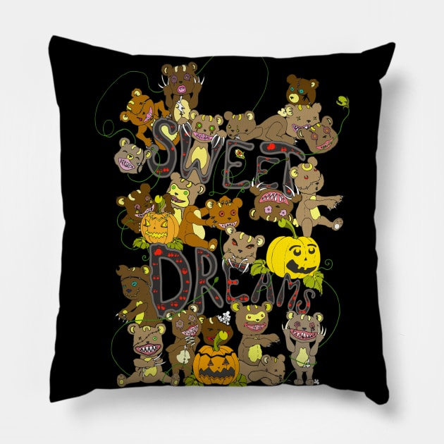 Sweet Dreams Teddy Bear Nightmare Pillow by MisconceivedFantasy