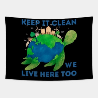 AQUATIC TUTLES: KEEP IT CLEAN WE LIVE HERE TOO Tapestry