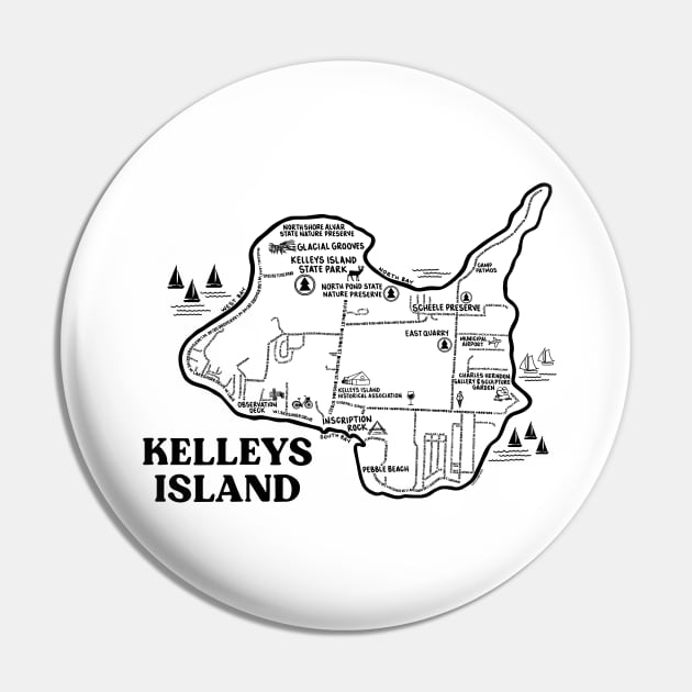 Kelleys Island Map Pin by fiberandgloss