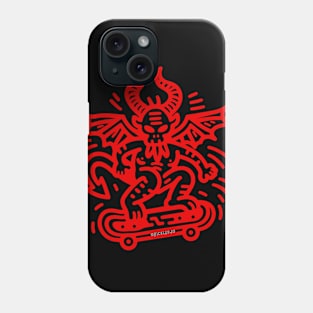 Red Devil on a skateboard Phone Case