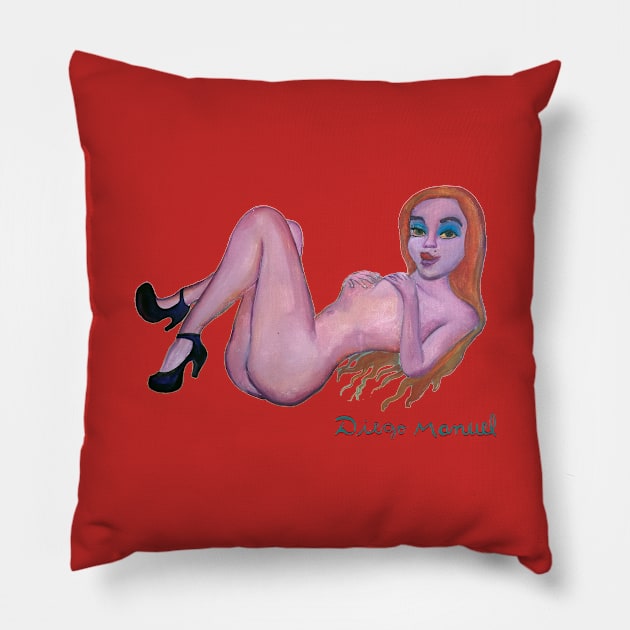 Redhead girl Pillow by diegomanuel