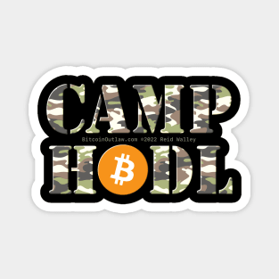 Camp Hodl Camo Stencil Font with Orange Bitcoin Logo Magnet