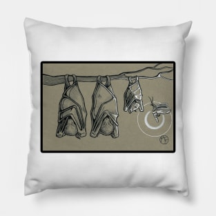 Bat Family and Firefly - Black Outlined Version Pillow