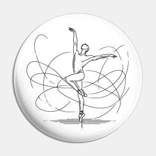 Black one line art Ballet Male dancer Pin