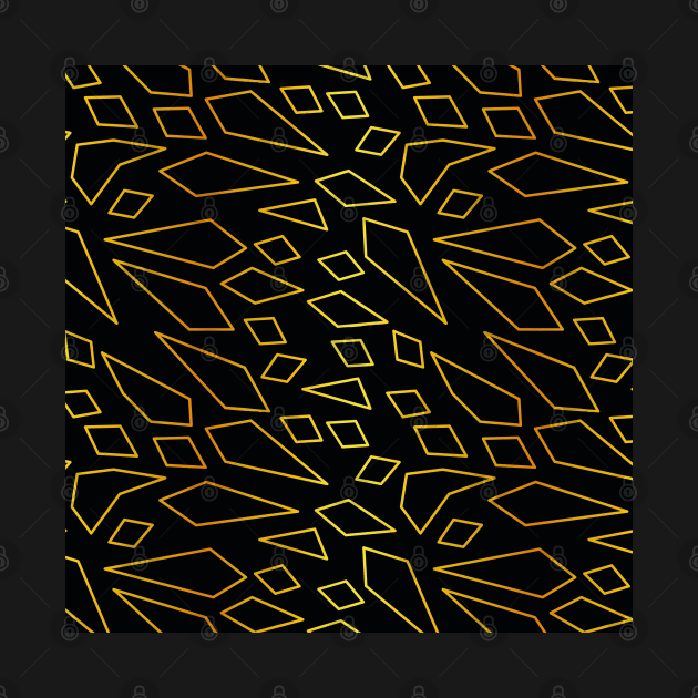 Abstract pattern design gold fragments outline on dark by Elemesca