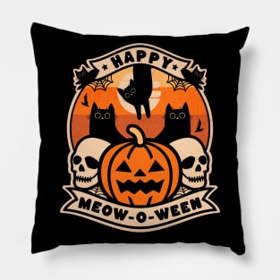 Halloween Happy Meow-O-ween Cute Black Cats Funny Costume Pillow