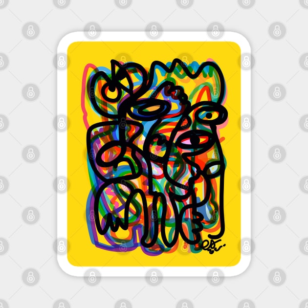 Yellow African Graffiti Pattern Art Magnet by signorino