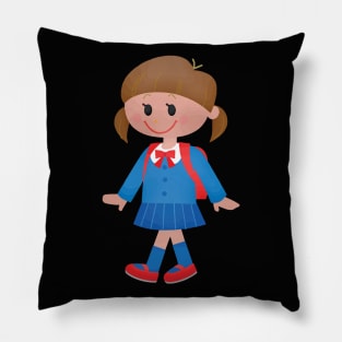 School Girl Kawaii Cute Blue Uniform Pillow