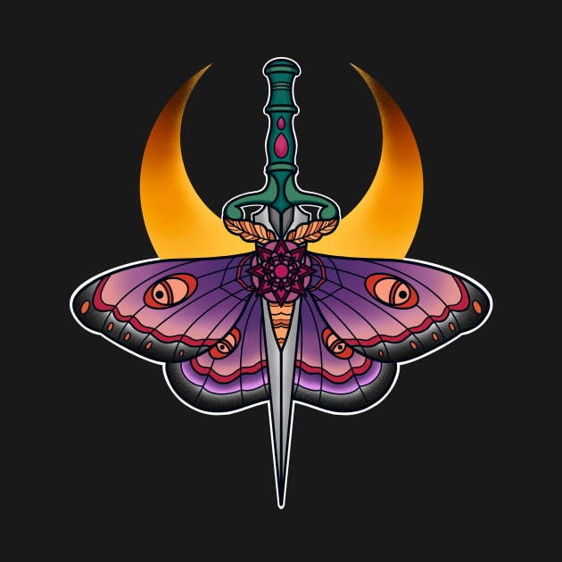 Moth Dagger Tattoo by Helena Morpho 