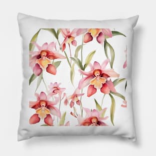 Watercolor Orchid Pattern 10 Pillow