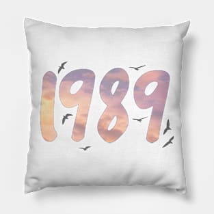 1989 Pink Sky Birds Pillow