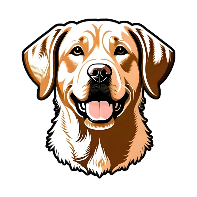 Head golden labrador retriever dog pet portrait cartoon vector illustration by art poo