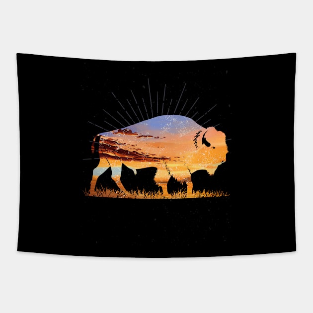 Sunset Buffalo Tapestry by ShirtsShirtsndmoreShirts