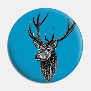 Red deer stag - ink illustration Pin