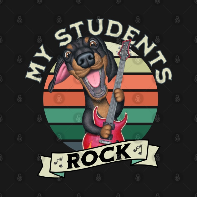 Fun Dachshund with guitar playing my students rock! by Danny Gordon Art