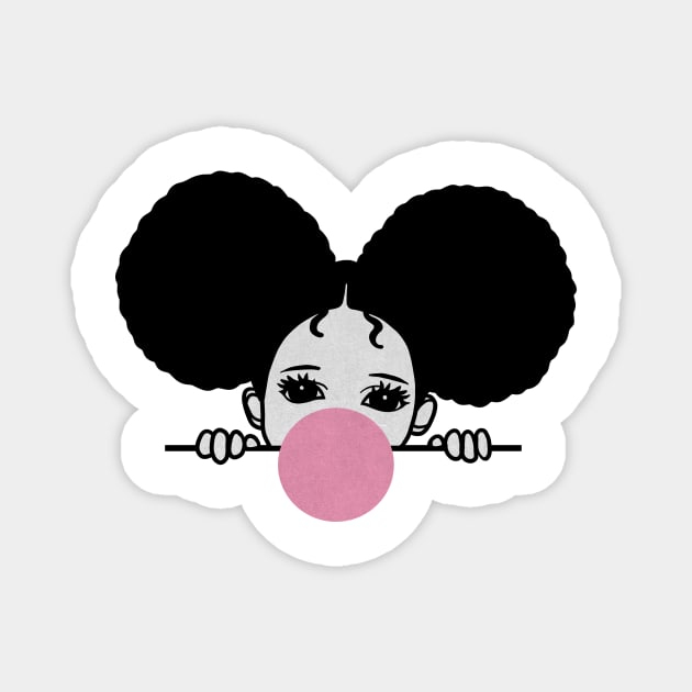 Cute Afro Girl Popping Gum, Black Girl Magic Magnet by logiamerch