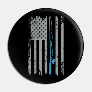 American Flag Fishing Fisherman Pin