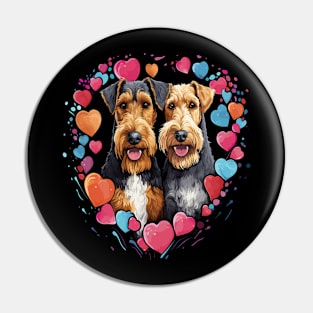 Airedale Terrier Couple Valentine Pin