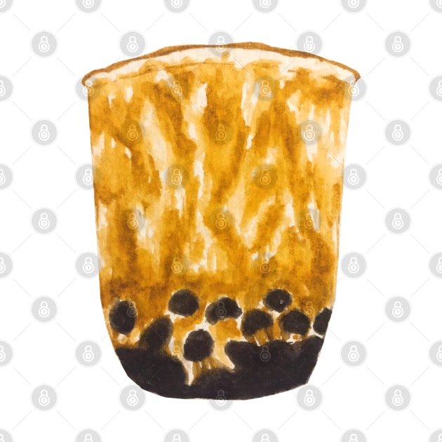 Brown Sugar Bubble/Boba Tea Watercolour Food Illustration by toffany's