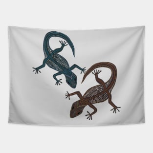 Two Decorated Gecko Lizards Tapestry