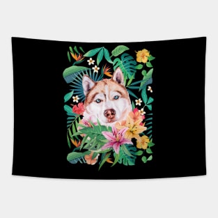 Tropical Siberian Husky 2 Tapestry