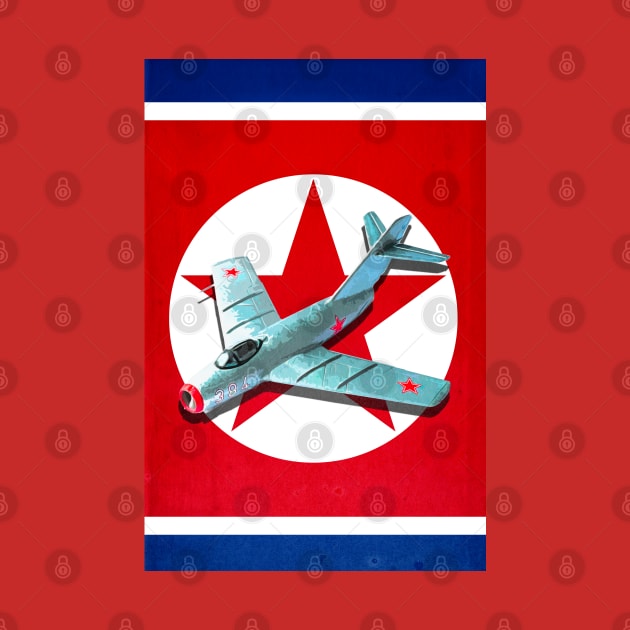 MIG15 on the North Korean Flag by Pitmatic