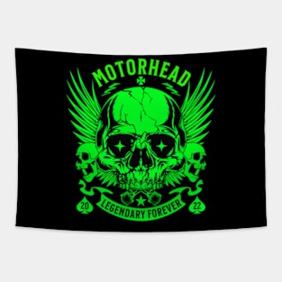 skull motorhead forever retro green Tapestry