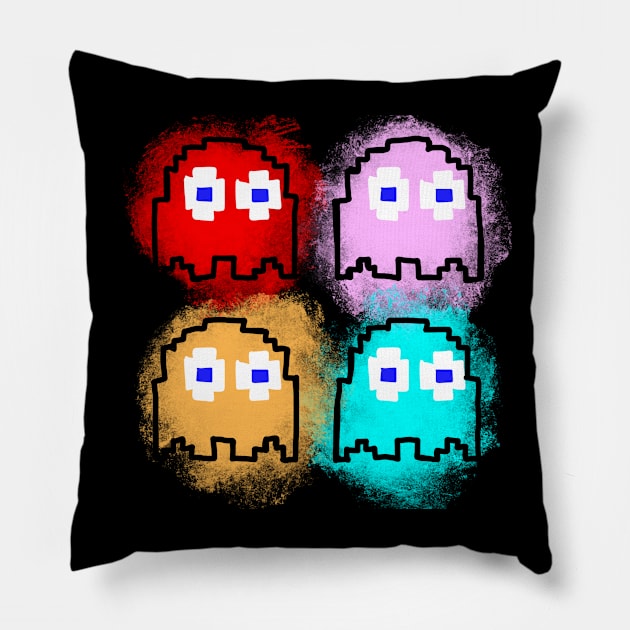 Splat Ghosts Pillow by BadDrawnStuff