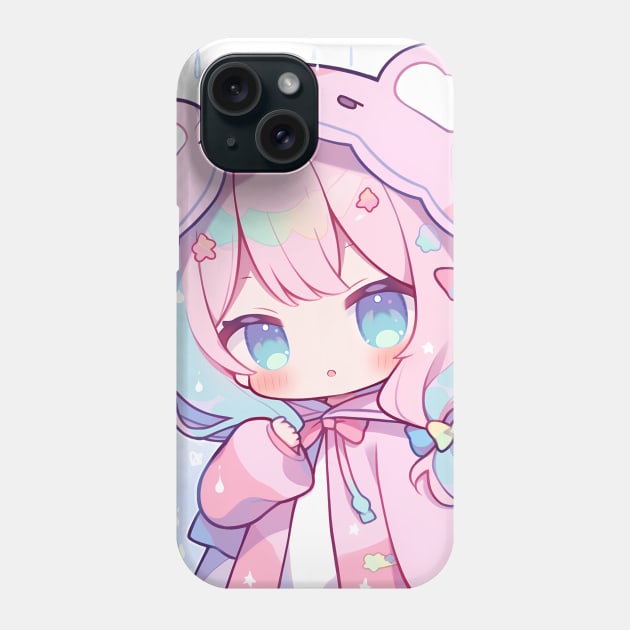 girl in rain coat Phone Case by WabiSabi Wonders