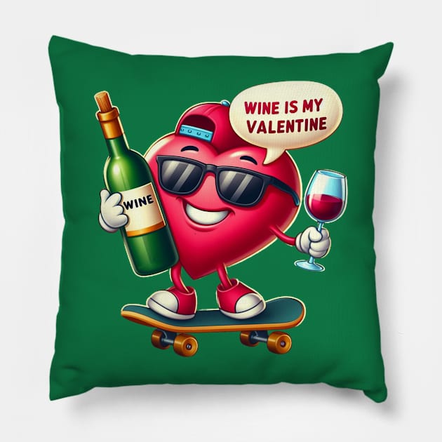 Wine Is My Valentine Pillow by BukovskyART