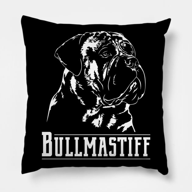 Bullmastiff dog portrait Pillow by wilsigns