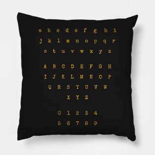 Yellow Typewriter Letters and Numbers Pillow