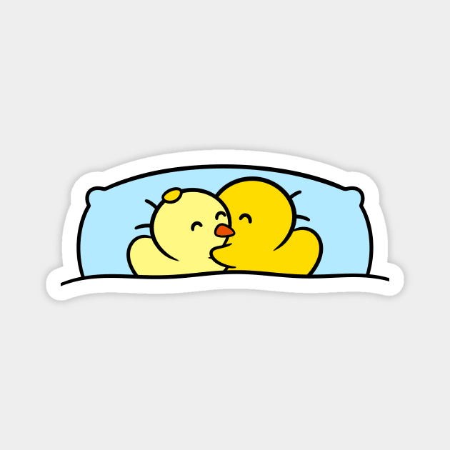 Pillow Cuddle! Magnet by Duckie and Duck