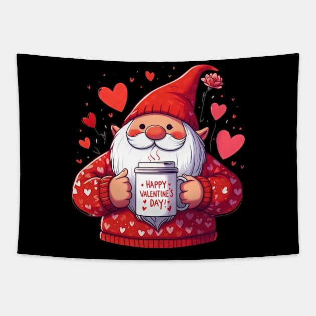 Valentine Gnomes Valentines Day 2024 Tapestry by BukovskyART