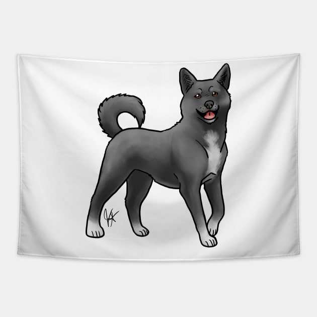 Dog - Korean Jindo - Black Tapestry by Jen's Dogs Custom Gifts and Designs