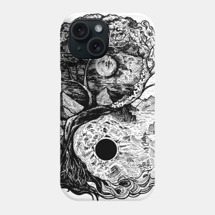 Yin Yang natural landscape. Day and night Phone Case