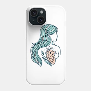 Blue Woman Heart Phone Case