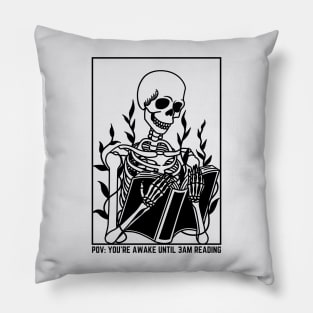 skeleton reading book at 3am Pillow